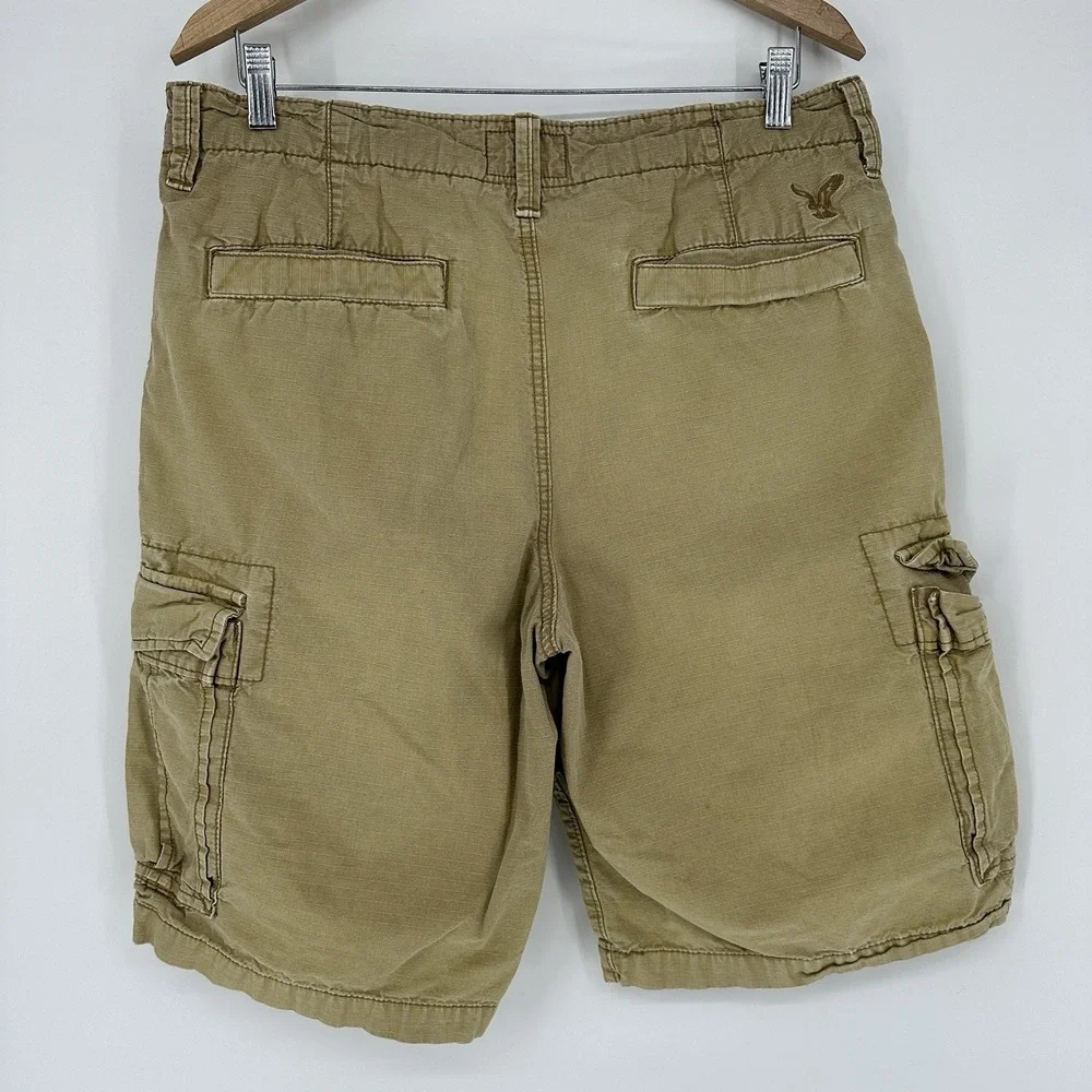 American Eagle Outfitters cotton cargo shorts multi pocket utility baggy Y2K 34